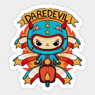 Daredevil Cat on a Scooter Sticker